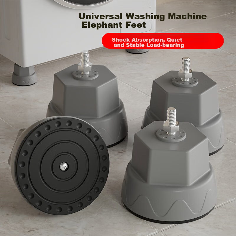Zhaizhiduo Washing Machine Base, Shock-Absorbing Universal Drum-Specific Elephant Foot Anti-Slip Anti-Vibration Pad, High-Leg Stand for Midea/Haier Universal, White