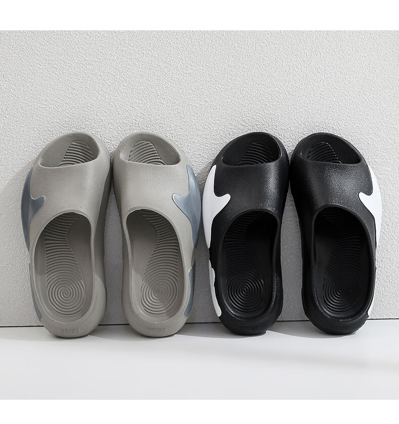 XGGC Basketball Outdoor Slippers for Men, Summer Stepping-On Feel, Non-Slip Beach Sandals, Large Size, White, 46-47 4