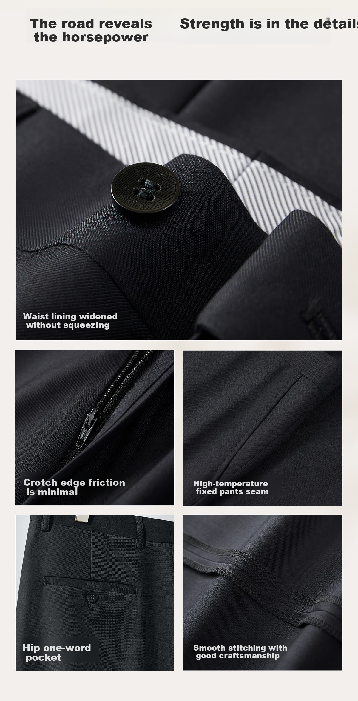 Hodo [No Tailoring Required, No Ironing Needed] Men's Business Straight-Leg Trousers, All-Season Navy Blue, Size 32 6