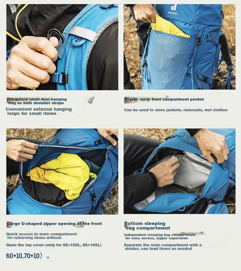DEUTER Hiking Backpack, Zhen Tu Heavy-Duty Large Capacity Outdoor Bag, Trekking Travel Backpack, Shale Color-45+10SL 19