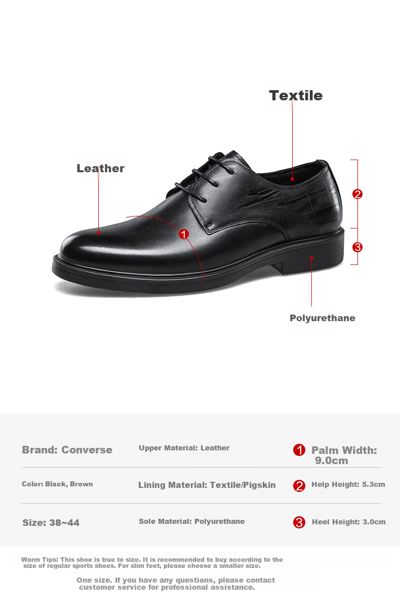 Kangnai Leather Shoes, Spring Style, Commuter Business Casual Shoes for Men, Soft Sole Comfortable Office Formal Derby Shoes Groom Shoes, Black, Size 42 15