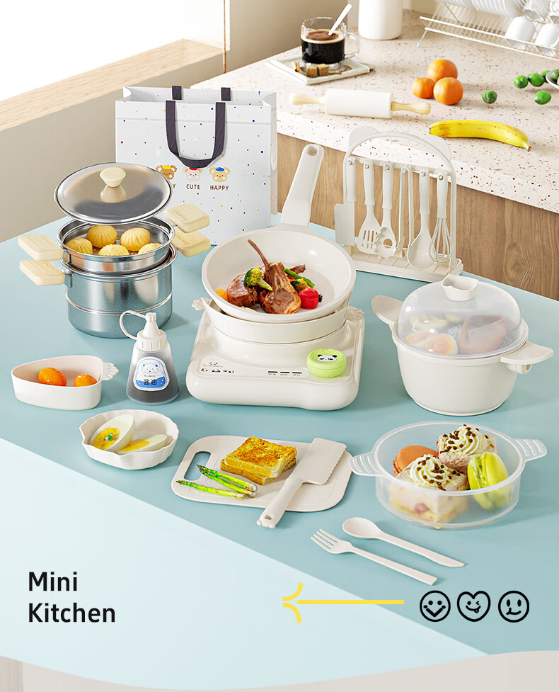 Lixiang Mini Kitchen Real Cooking Set Maifan Stone Cookware Kids Boys Girls Birthday Cooking Toy 6