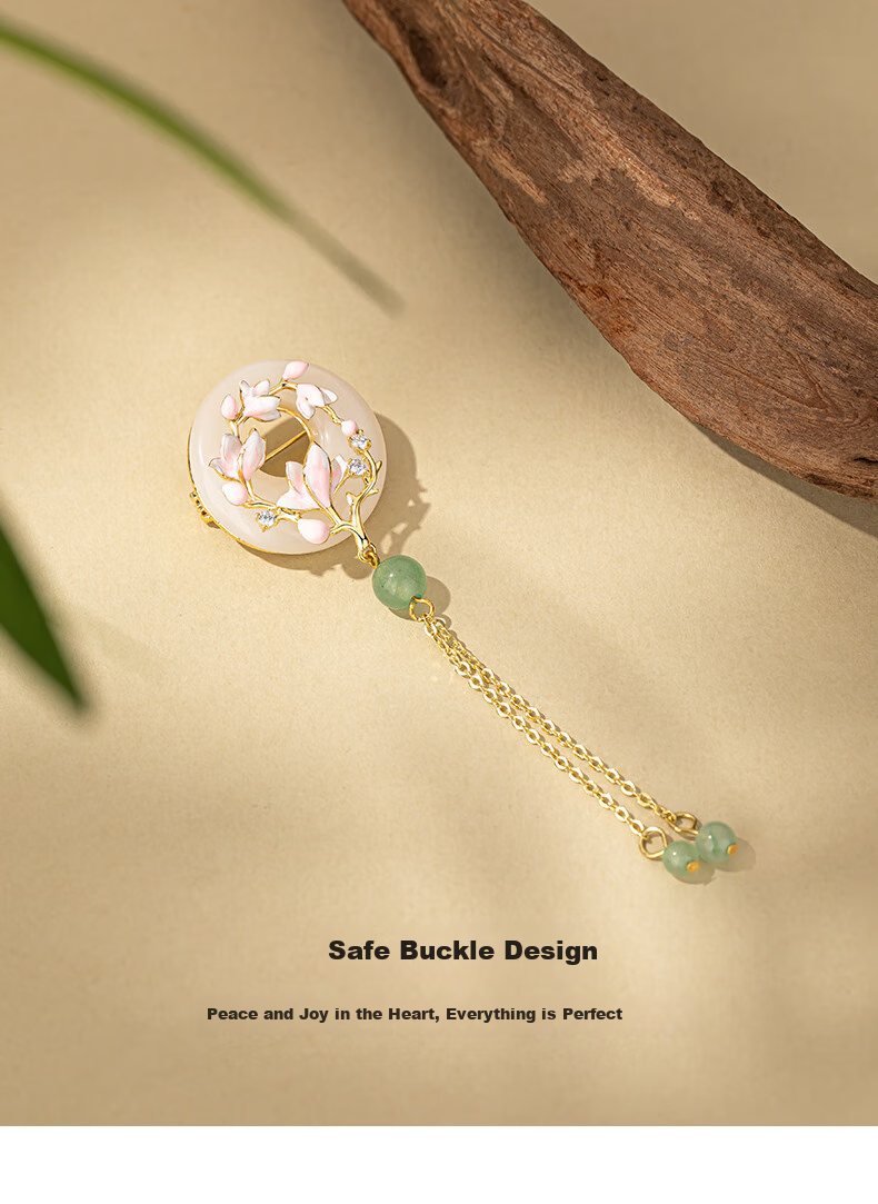 Qlady Magnolia Flower Brooch, High-End Women's Brand Corsage, Chinese Style Cheongsam Accessory, Anti-Exposure Buckle, Birthday And New Year Gift 7