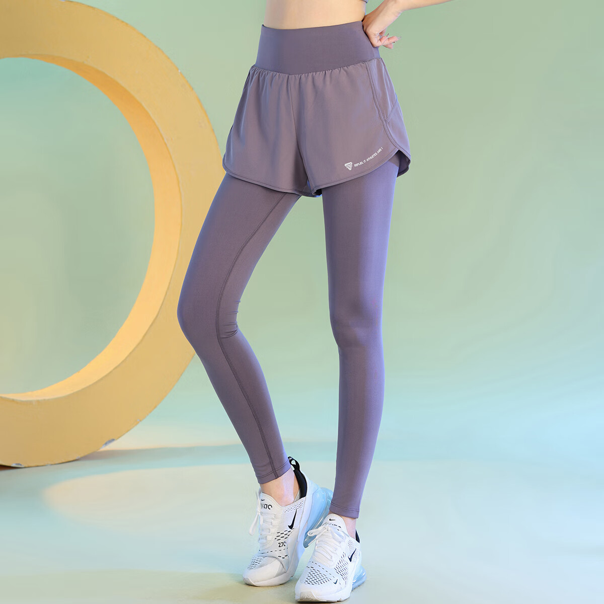 Baisirong Professional Marathon Running Women's Slim Fit Quick-Dry Two-in-One High Waist Elastic Compression Leggings