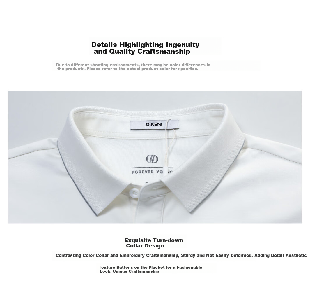 DIKENI Spring And Autumn Men's Lapel Long-Sleeve Knitted Business-Style Polo Shirt, Sand White, XL (52) 17