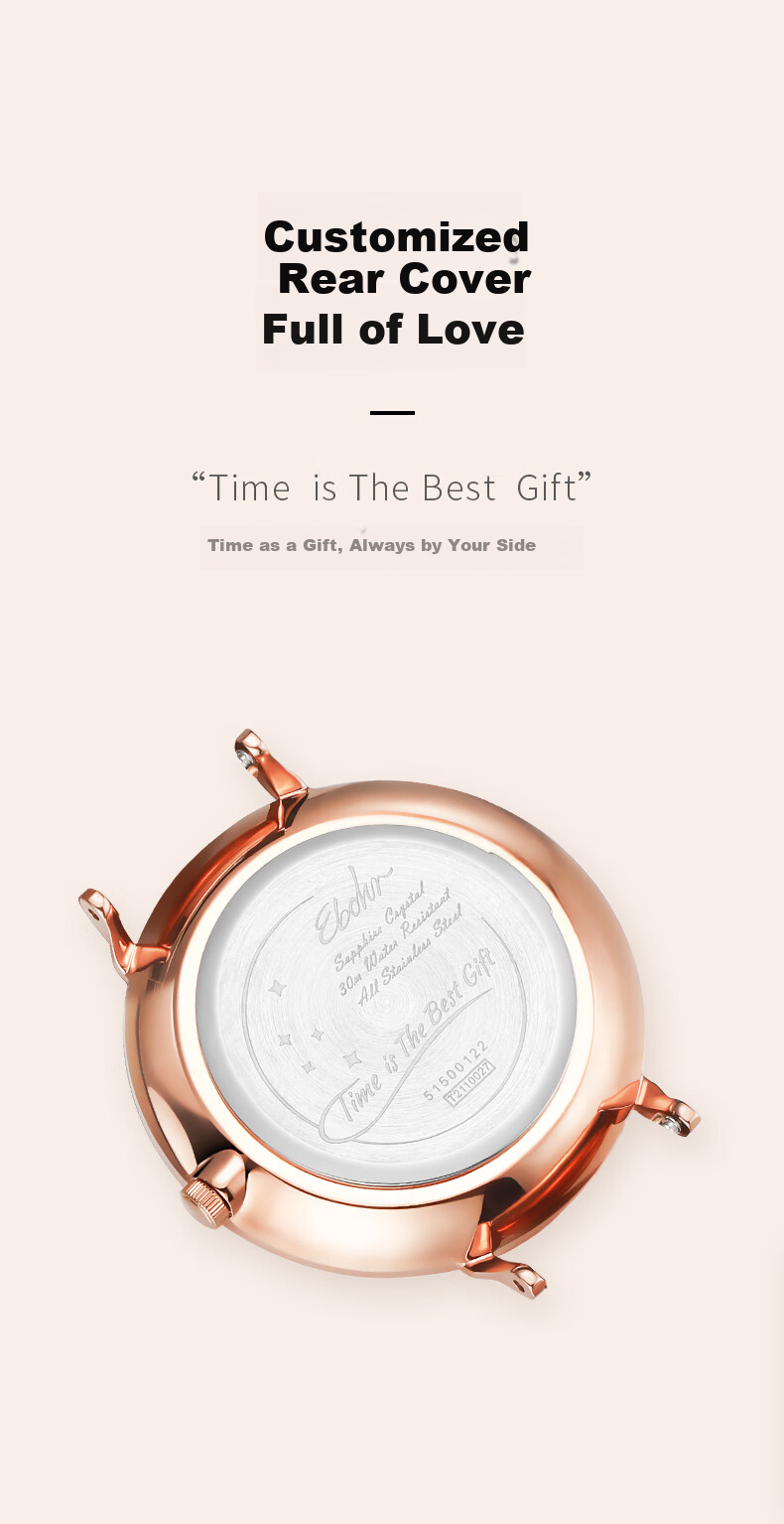 EBOHR Women's Watch, Kana Series INS Simple Quartz Ladies Watch, Birthday Mid-Autumn Festival Gift, 51500122 for Girls 7