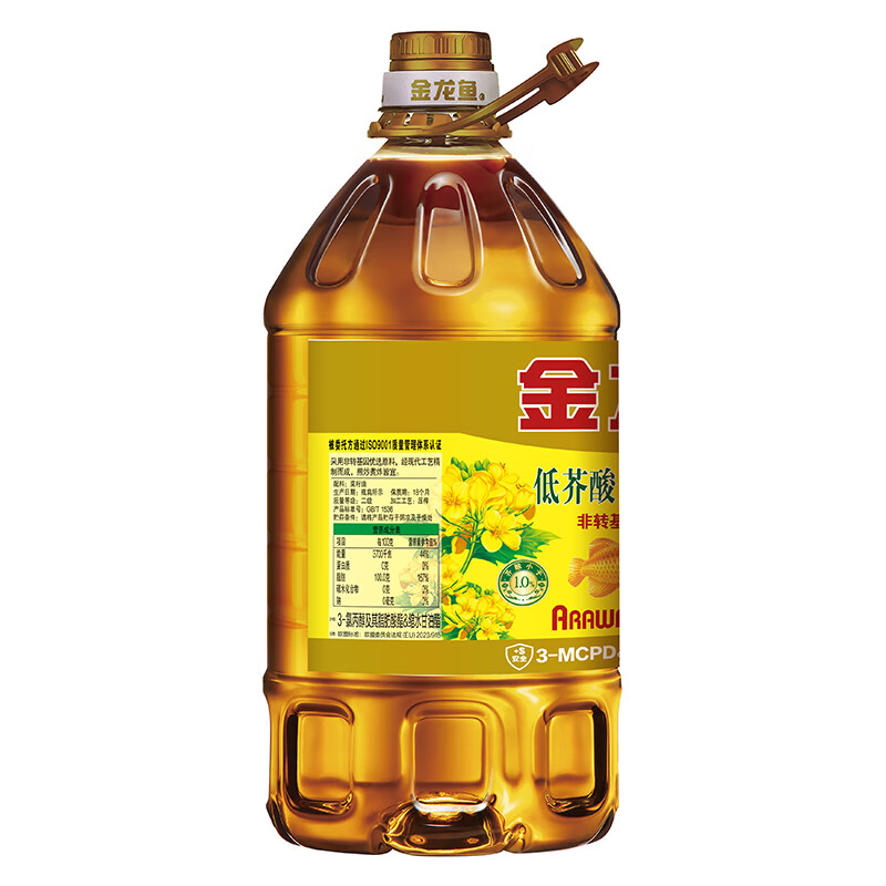 金龙鱼 食用油【保真菜籽油】低芥酸非转基因压榨 特香菜籽油5L
