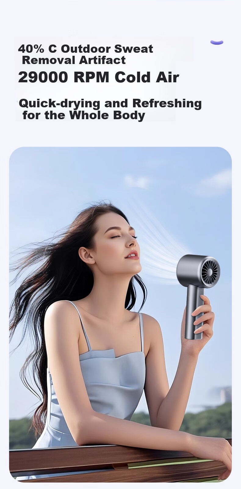 Azeada [2026 New Model | 120-Speed Powerful Airflow] High-Speed Handheld Fan, Mini Portable Desktop USB Fan, Neck-Hanging Long Battery Life Personal Small Electric Fan for Student Dormitory And Office 7