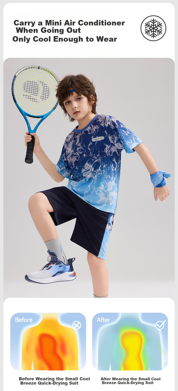 ASK JUNIOR Children's Quick-Dry Summer Outfit, Youth Chinese-Style New Chic Instant Cool Short-Sleeve T-Shirt And Shorts Sports Two-Piece Set 6
