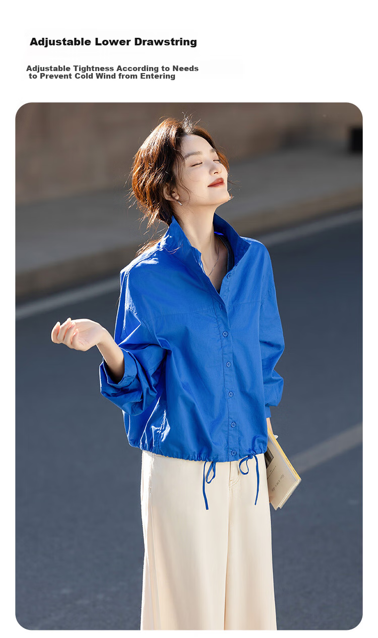 Dme [Yunduo Cotton] Spring And Autumn Lightweight Outdoor Zero Pressure Stand Collar Button-Up Concealing Short Jacket for Petite Wome 5