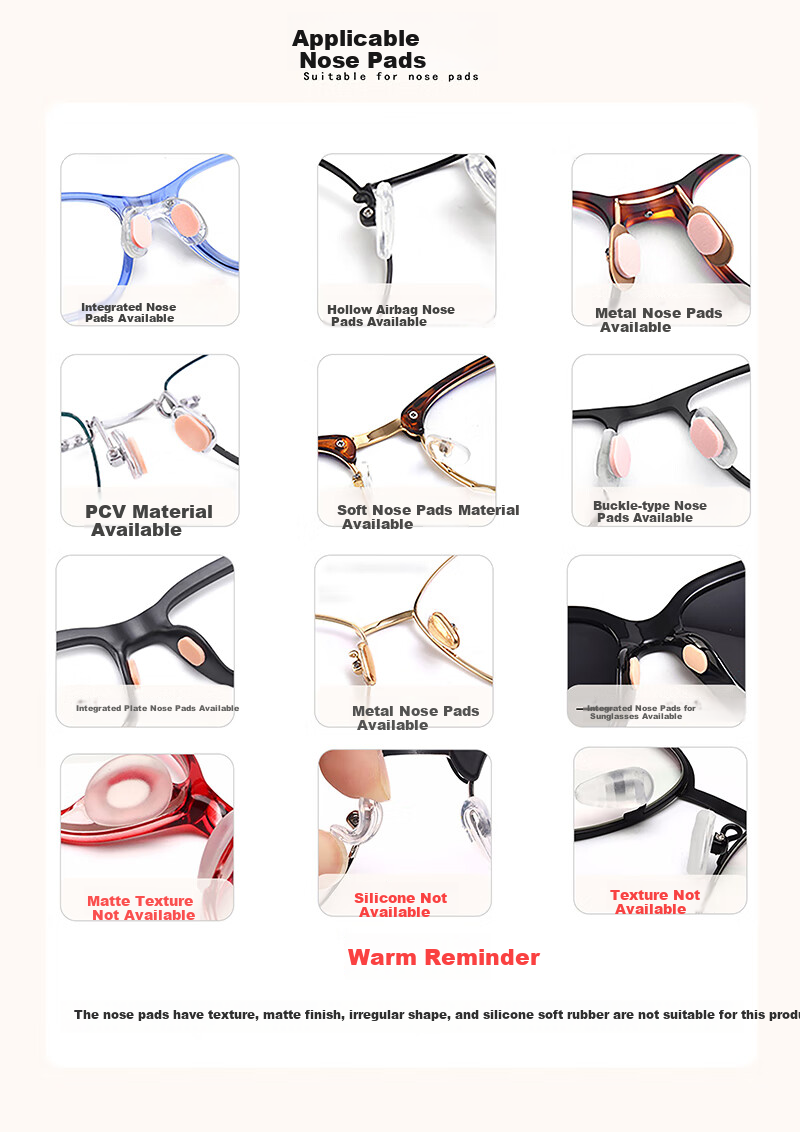 DRATRA Eyeglasses Nose Pads, Comfortable Soft Pressure-Reducing Non-Slip Seamless Thin Thick Nose Bridge Lift Pads, Anti-Fall Device 20