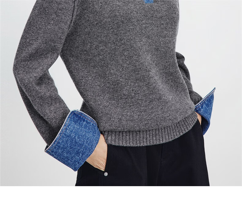 Navigare Italian Small Sailboat 25th Anniversary New Knitwear Women Loose Sweater Denim Patchwork Wool Sweater 2334015502 7