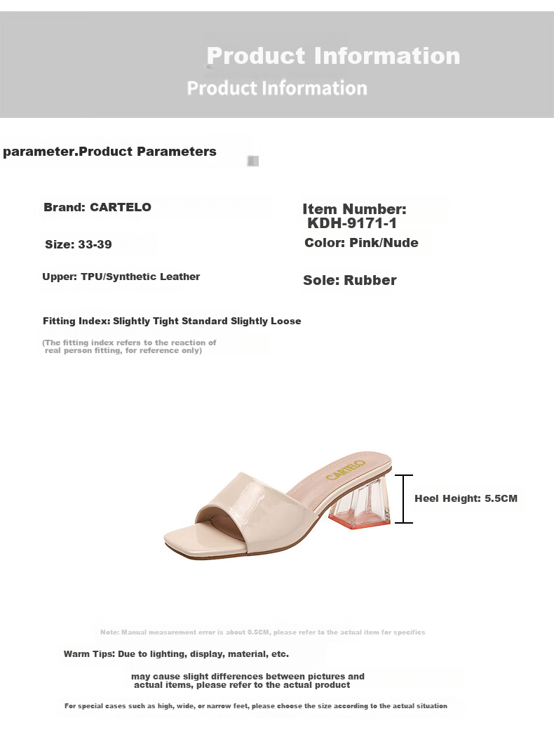 CARTELO Women's Fashionable Versatile Outdoor Open-Toe Slippers KDH-9171 Pink Size 37 4
