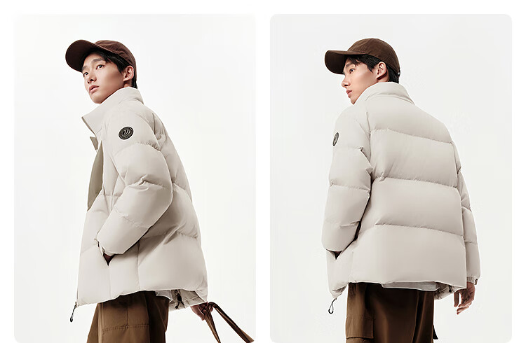 BOSIDENG Men's Off-Season 90% Down Thickened Stand Collar Loose Short Casual Warm Jacket Winter 15