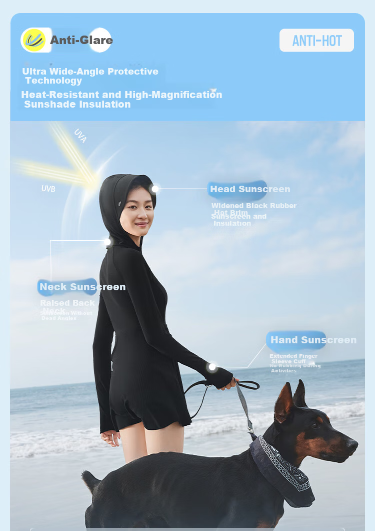 Beneunder Women's Sun Protection Water-Resistant Swimwear UD08524 Slimming Long-Sleeve One-Piece Swimsuit, Black S 7