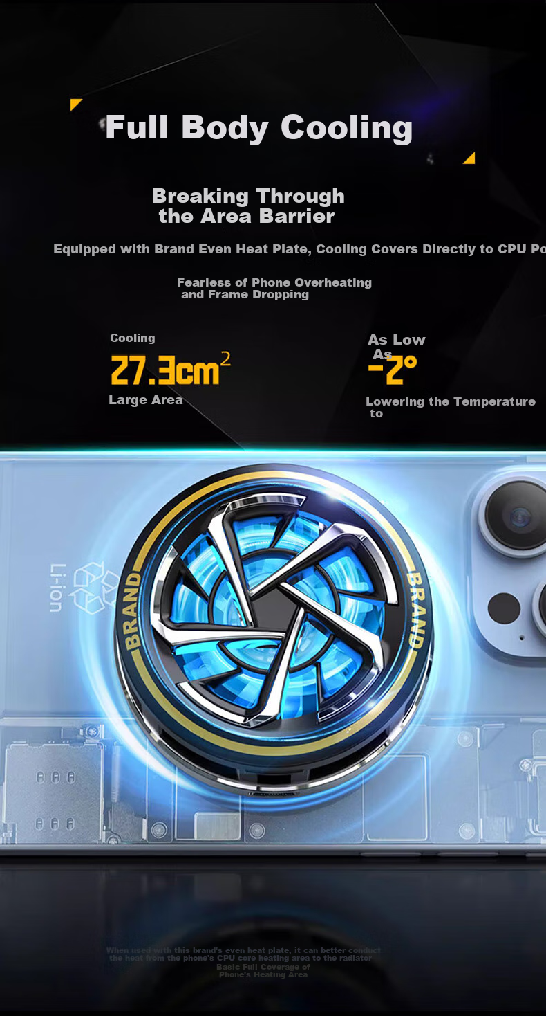 Topvork Magnetic Cooling Fan for Gaming And Live Streaming, Powerful Heat Dissipation with RGB Lighting Effects, Compatible with Apple IPad Tablet DY18 Aluminum Alloy 8