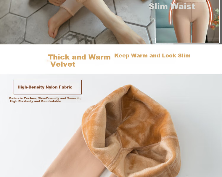 MAOHUO Women's Thigh-High Stockings, Autumn And Winter All-In Pants, Fleece-Lined Thickened Pantyhose, Warm Leggings for Women, Suitable for Outdoor Wear 11