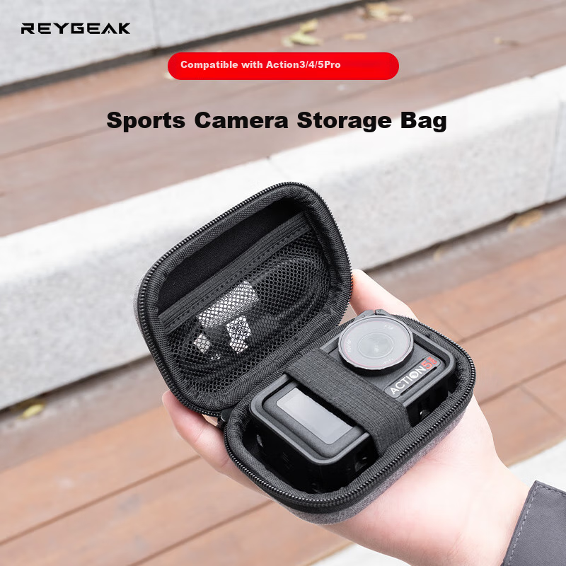 REYGEAK Compatible with DJI Action 5 Pro/6 Storage Bag, Portable Osmo Nano Action 4/3 Action Camera Backpack, Shooting Kit, Hard Shell Protective Accessory Box, Shockproof