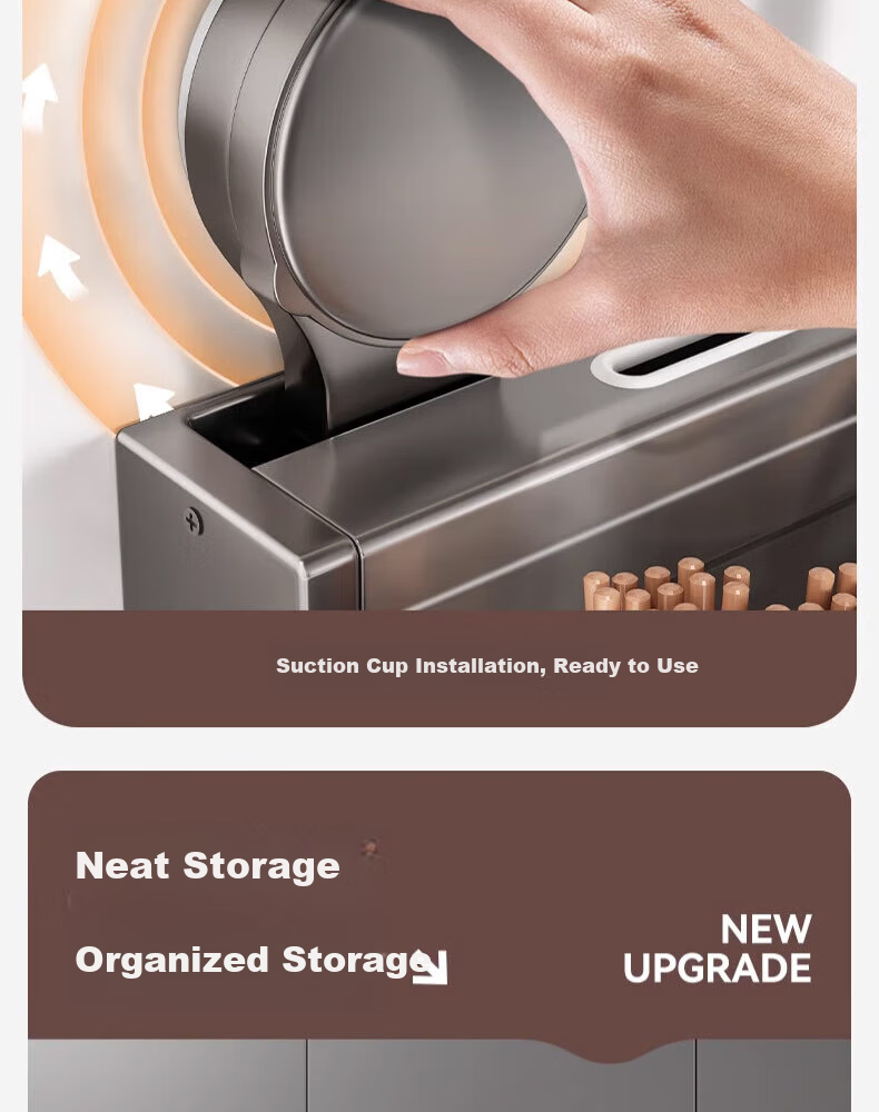 Century Zhenghe Kitchen Storage Rack Suction Cup Wall-Mounted No-Drill Spice Rack Chopsticks and Knife Holder Multifunctional Organizer 2