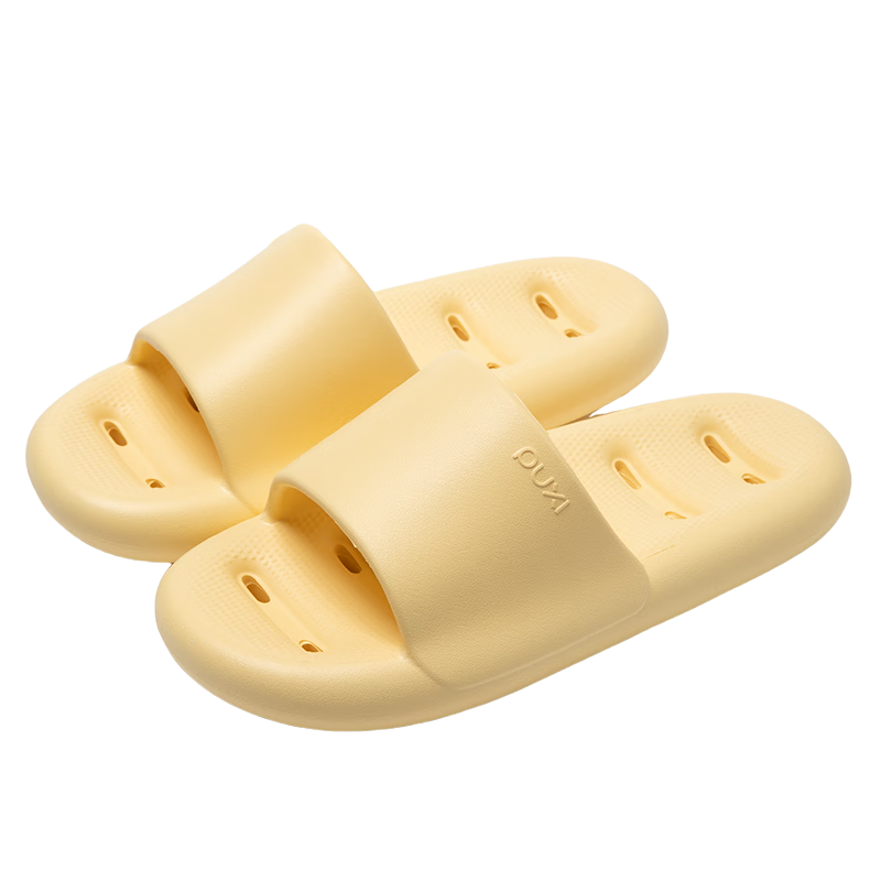 Puxi Bathroom Slippers Summer Indoor Water-Draining EVA Shower Non-Slip Soft Home Sandals Cheese Yellow 38-39