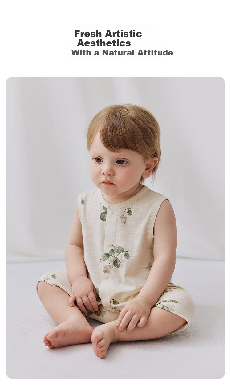 Babylove Summer Thin Cotton Onesie Romper Bodysuit for Infants, Breathable Bamboo Fiber Baby Clothes 2