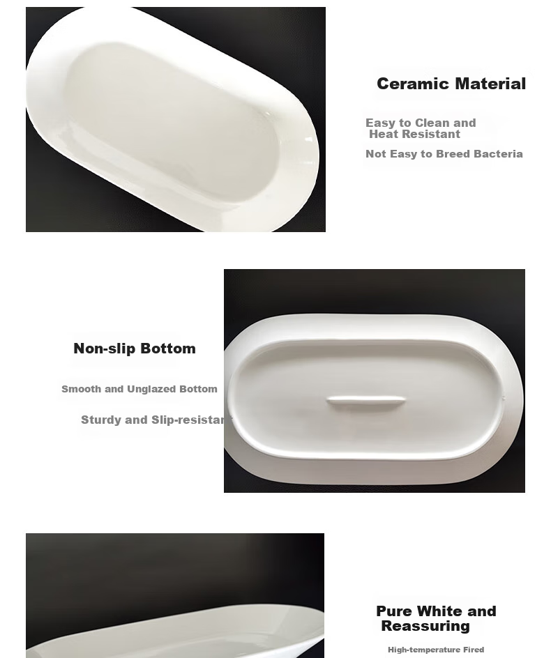 Huaqingge Ceramic Fish Plate, High-Quality White Porcelain Western-Style Dish, 12-Inch Large Deep Pure White Steaming Fish Plate 9