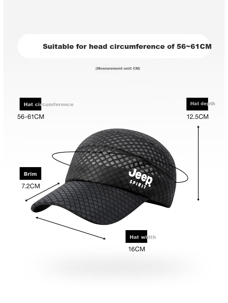 JEEP Unisex Summer Mesh Hollow Baseball Cap, Versatile Casual Sun Visor Hat, Breathable Sun Protection Cap for Men And Wome 3