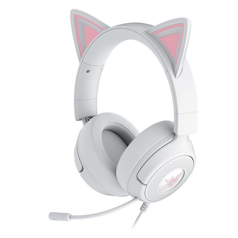 Razer Kraken V3X Wired Gaming Headset Cat Ear Edition 7.1 Surround Sound CSGO PUBG Headphones Compatible with Delta White