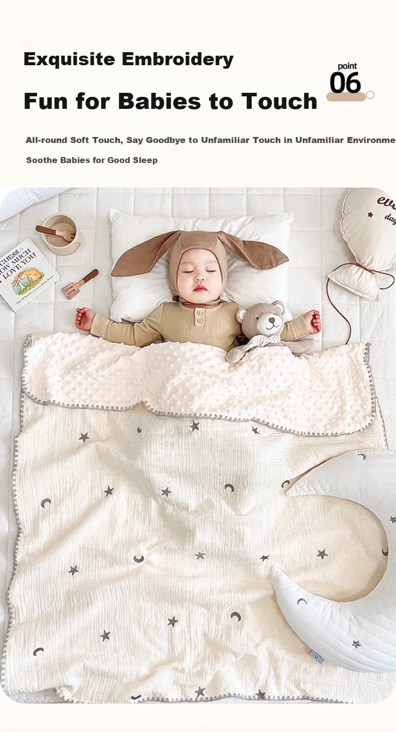 Wuyinliangpin Class A Maternal And Infant Grade Pure Cotton Wrinkled Gauze Plush Blanket, Children's Comforting Throw, Nap Cover, 100*120cm 6
