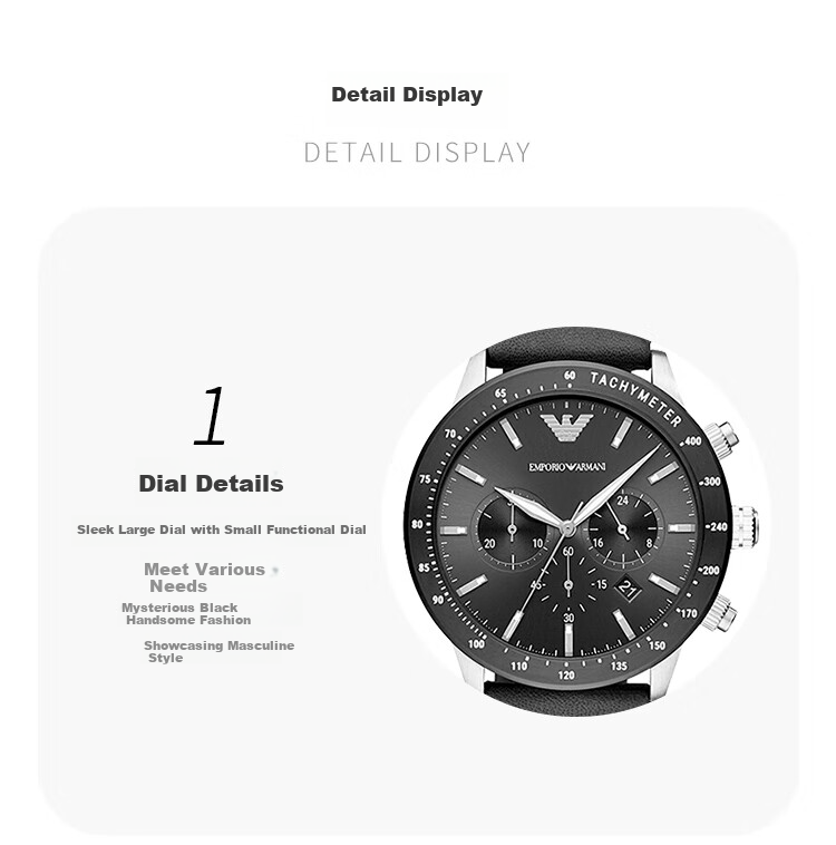 EMPORIO ARMANI Aviator Series, Classic Three-Hand Quartz Watch, Men's Birthday Gift for Boyfriend, AR11243 2