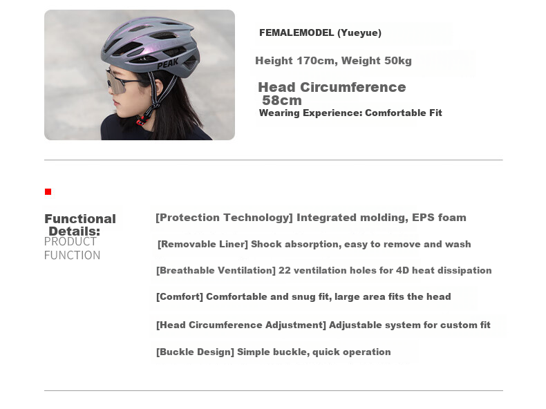 PEAK Bicycle Helmet for Men And Women, One-Piece Molded Safety Helmet for Mountain And Road Bikes, Ventilated Cycling Helmet, Gradient Purple 8