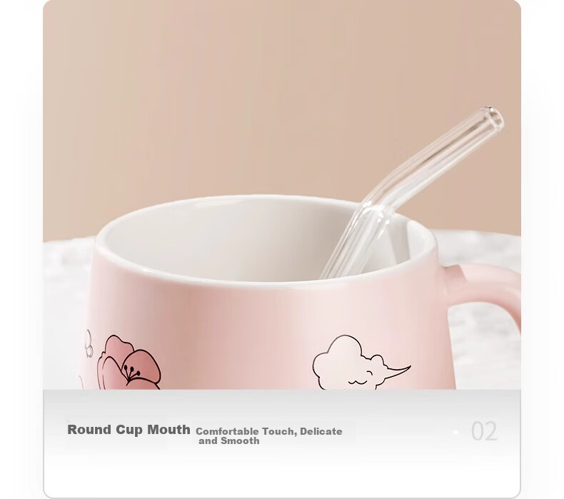 Baqianxing Ceramic Mug with Lid, Stylish Cup, Birthday Gift for Girlfriends, Companionship Gift 16