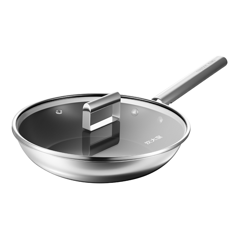 Chuida Huang Titanium Stainless Steel Flat Frying Pan 28cm Non-Coated Non-Stick Gas and Induction Cooker Compatible Pan