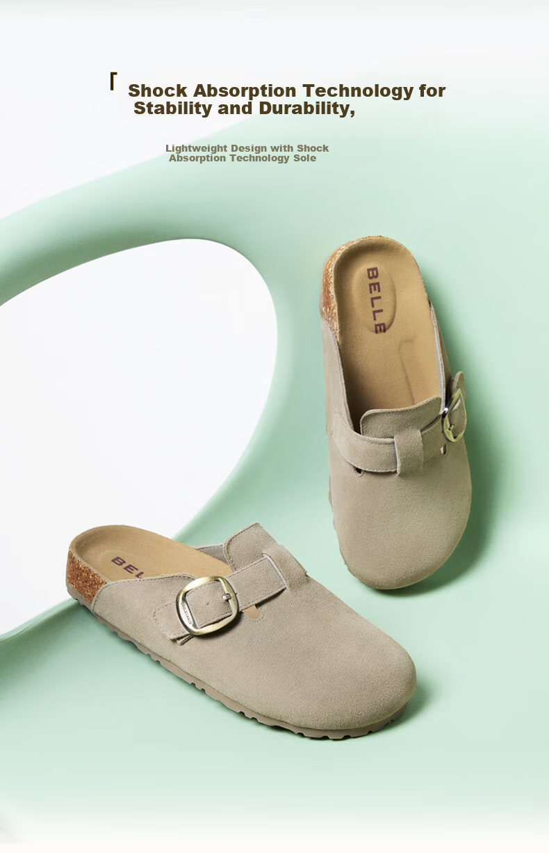 Belle Comfortable Thick-Soled Birkenstock Shoes 26 Autumn New Women's Casual Versatile Open-Toe Slippers JD044CH6 Apricot Color Size 38 5