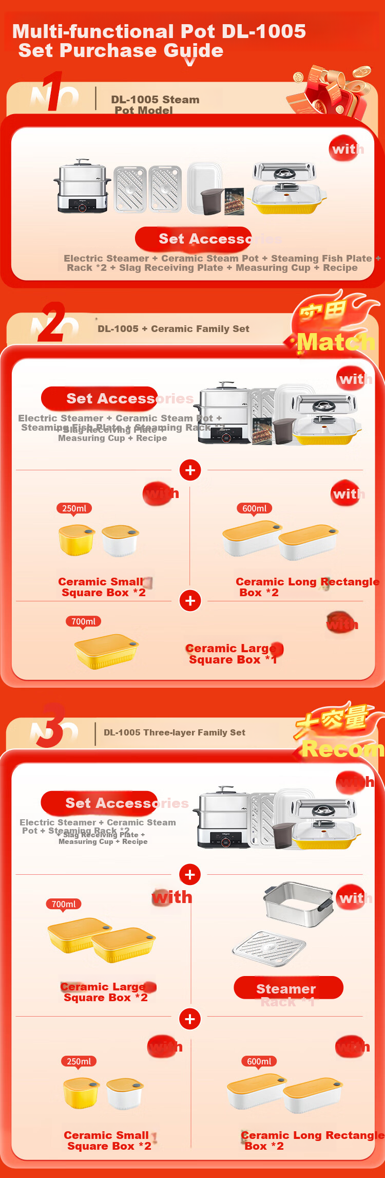 Donlim Electric Steamer Multi-Functional Steaming Pot Stewing And Cooking All-In Electric Steamer Double-Layer Stainless Steel Timer Keep-Warm Home Large Capacity Steamer Suitable for Babies Automatic No-Fire DL-1005A 2