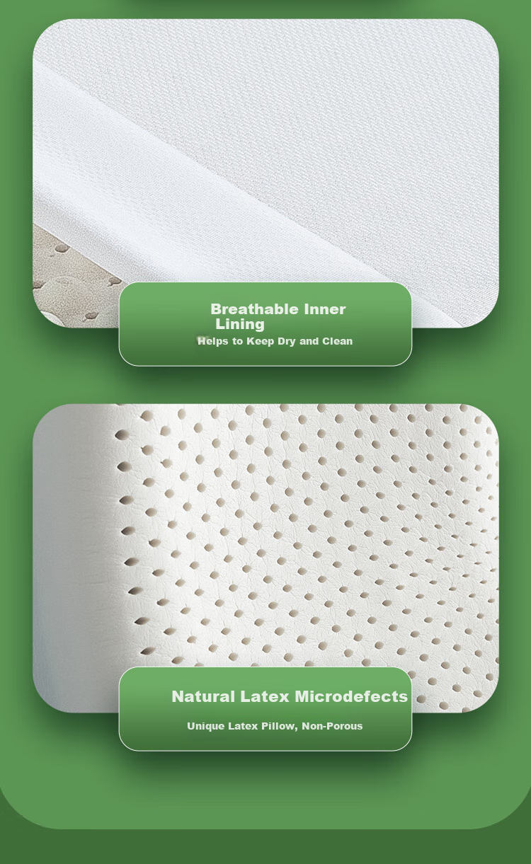 SOMERELLE Latex Pillow, 93% Imported Natural Latex from Thailand, Deep Sleep Pillow Core, Wave-Shaped High Pillow 7
