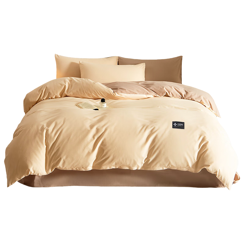 Grace Skin-Friendly Four-Piece Bedding Set: Duvet Cover, Bed Sheet, Pillowcases, And Bedspread 200*230cm Warm Camel