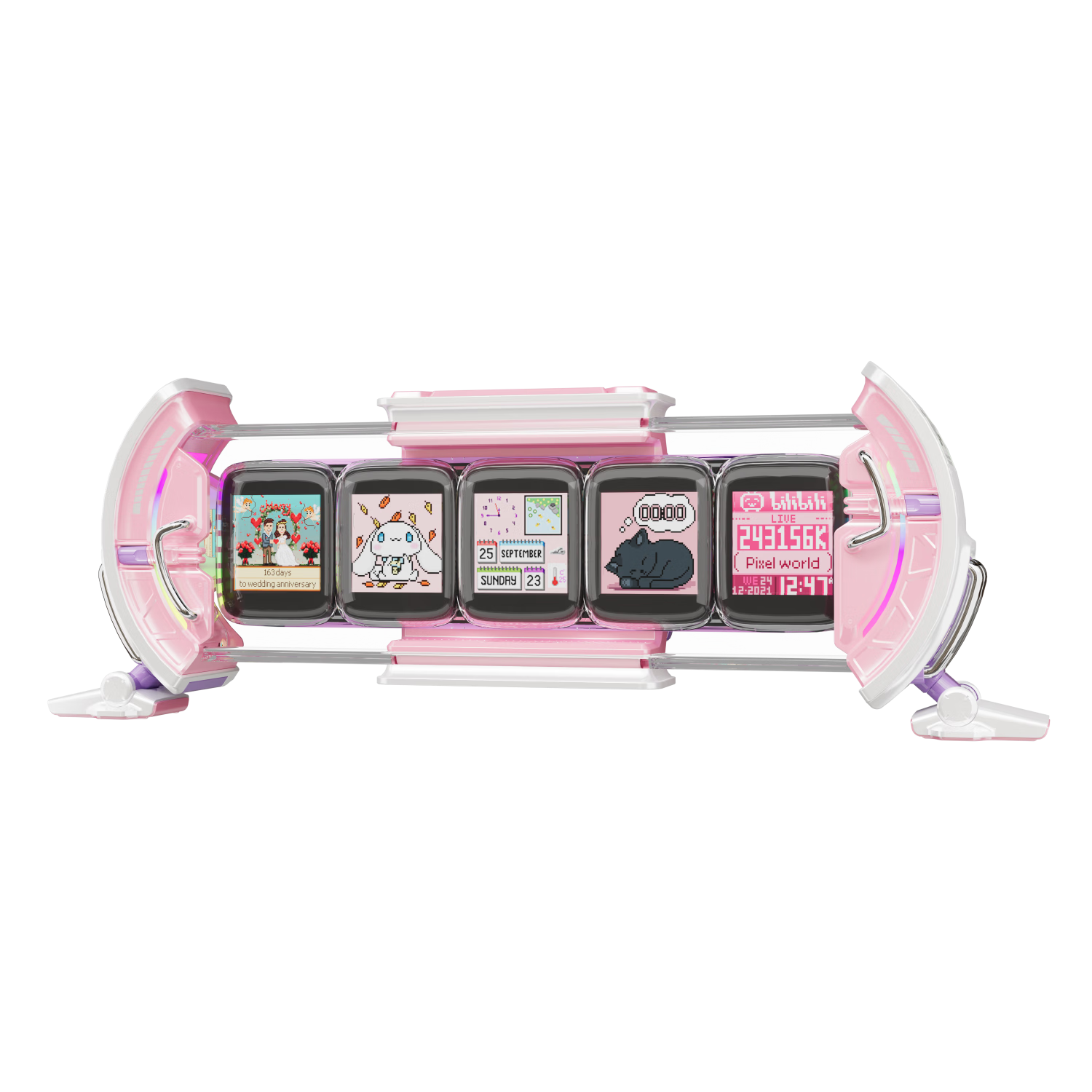 Divoom, Time-Of Door, Any Screen Desk Decoration, Tech-Inspired Desktop Atmosphere, E-Sports DIY Screen, Neon Tube Electronic Clock, High-End Gift for Girls And Best Friends' Birthdays, Light Luxury Present