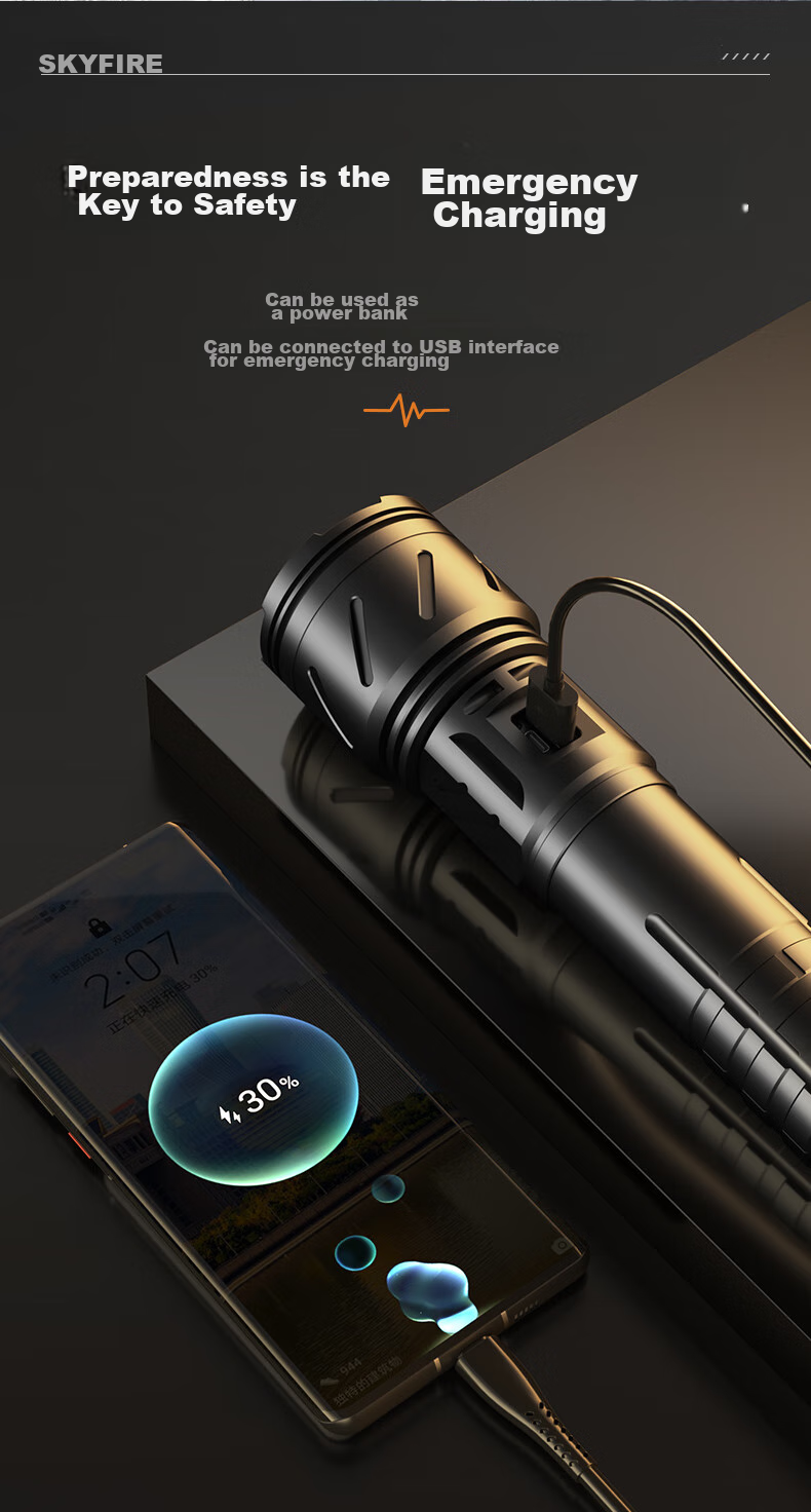 SkyFire Flashlight: High Brightness, Zoomable, Long-Lasting Battery Life, Long-Range Illumination, Laser Outdoor Light with 40000mAh Capacity 33