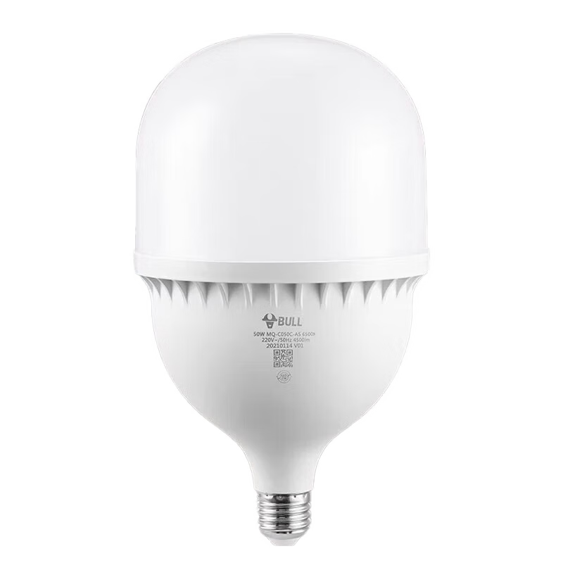 BULL LED Bulb High Brightness Cylindrical Lamp 50W Cool White 6500K MQ-C050C-AS-E27 Screw Base for Factory Workshop Supermarket Canteen