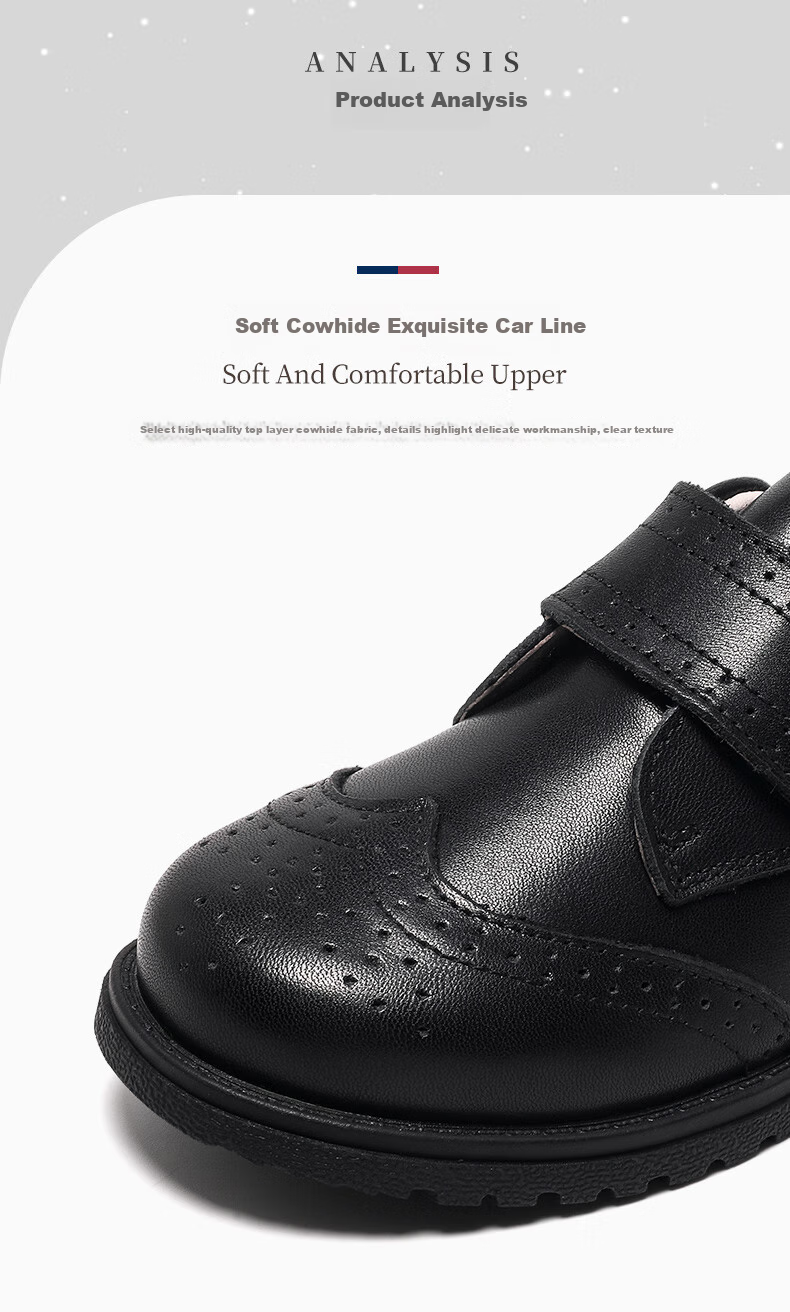 Aokang Boys' Leather Shoes, Black Soft-Soled Performance Shoes, Spring And Summer New Style Children's British-Style Genuine Leather Show Shoes for Older Kids 3