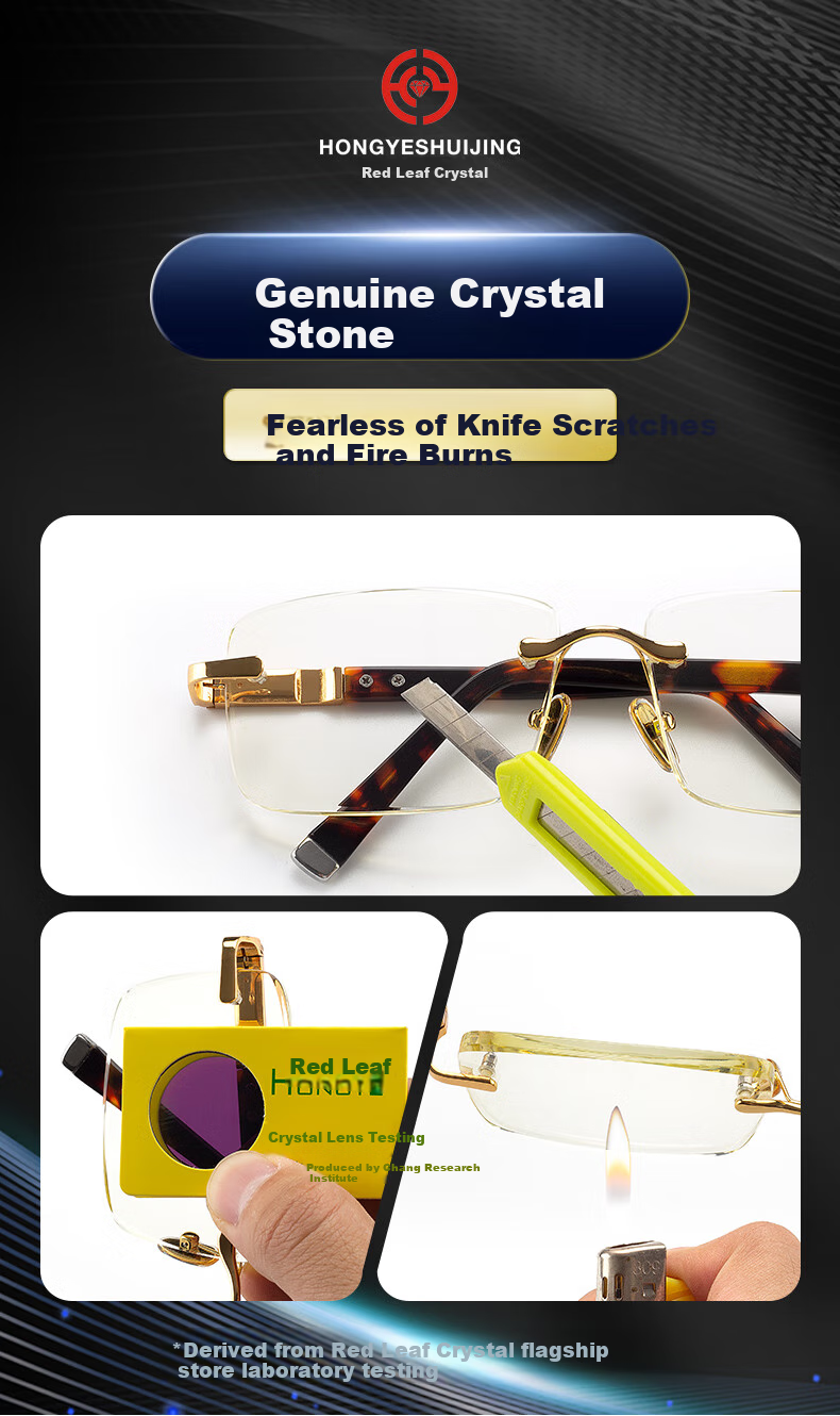 HONGYE Bamboo Leaf Crystal Sunglasses for Men, High-Definition Crystal Stone Glasses, Youthful Appearance, High-Quality Sunglasses, Authentic Product 10