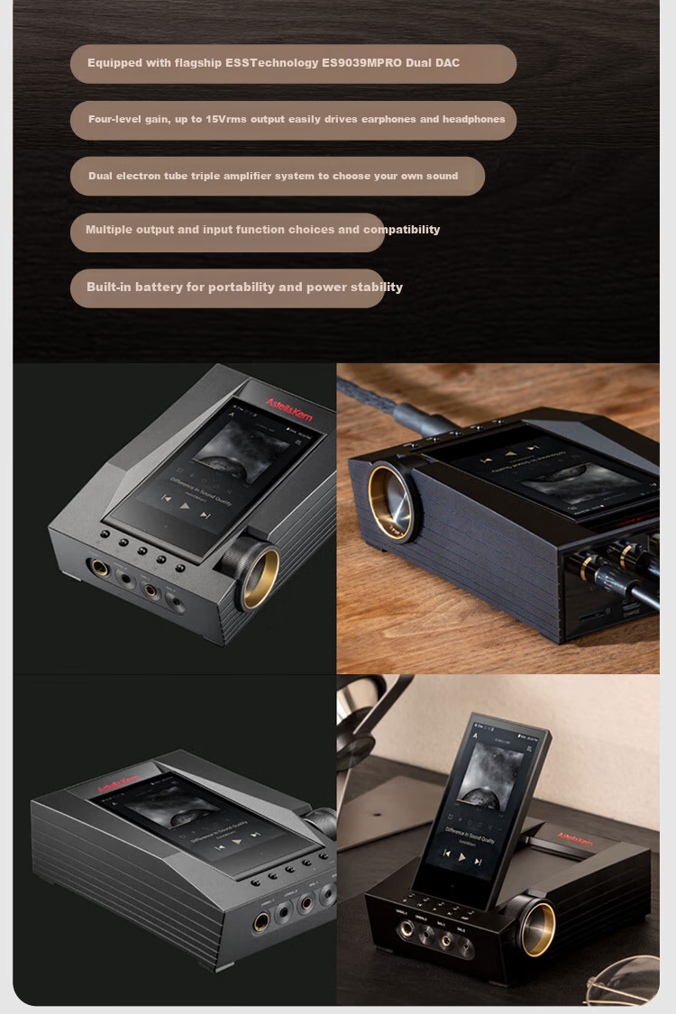 Iriver ACRO CA1000T Desktop All-In Decoder Headphone Amplifier, 256GB Portable Lossless HiFi Player, Black, Gift for World Cup 3