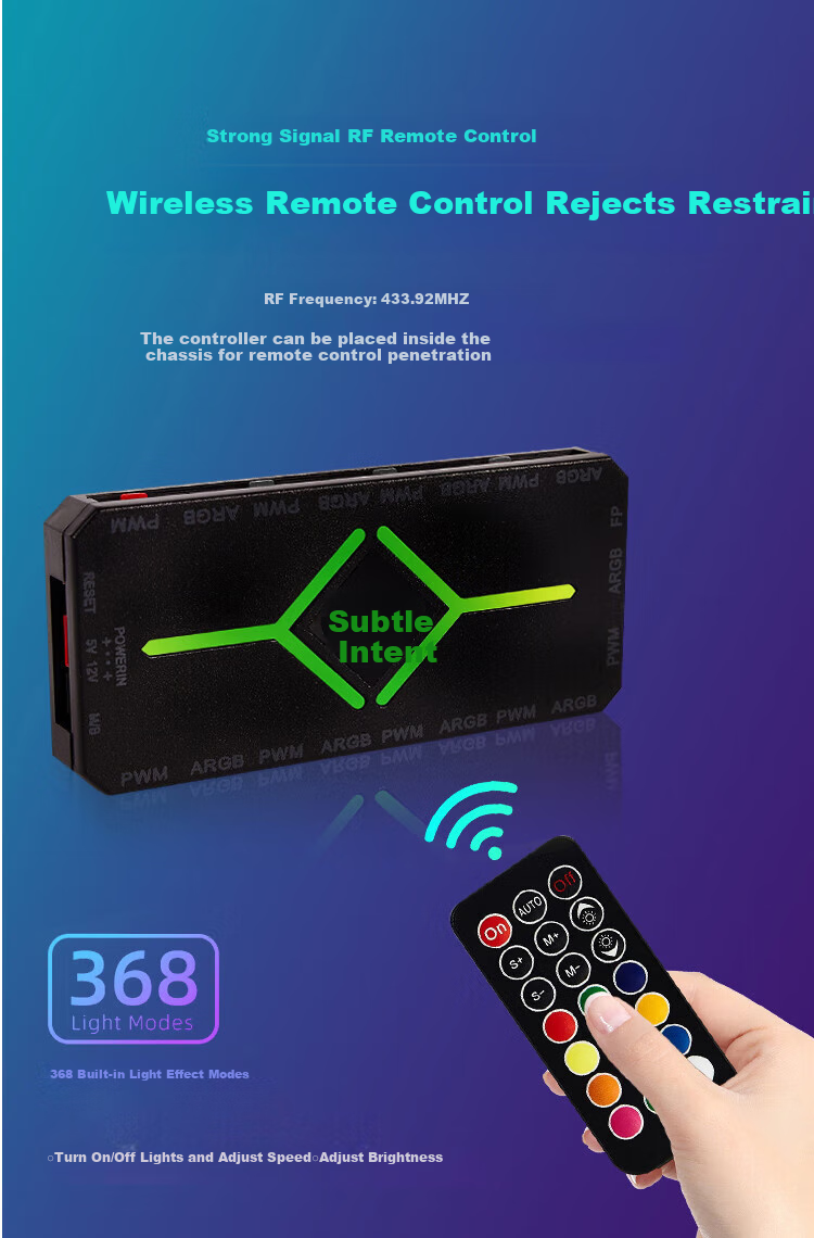 JPLAYER Ziyi Co-Branded Hub ARGB Synchronized 5V 3-Pin Black 9-Port Controller (With Remote Control/PWM Temperature Control) JPS-231 5