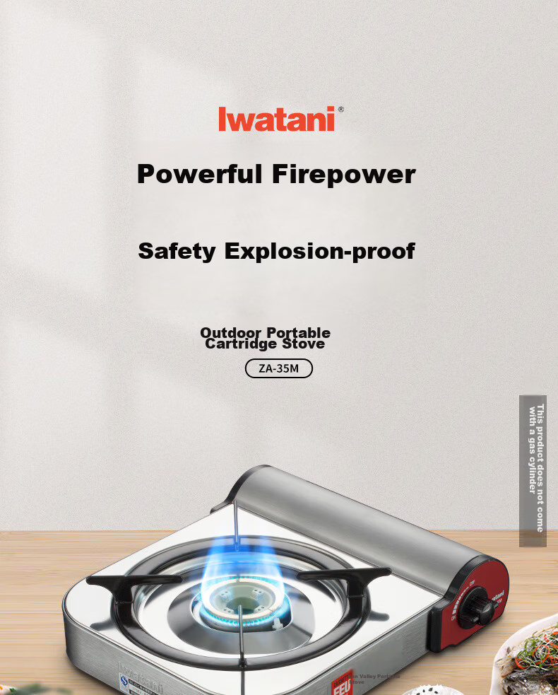 Iwatani Outdoor Camping Portable Gas Stove, Camping Cooker, Gas Stove, Picnic Windproof Cookware ZA-27S + Double-Handled Pot 1