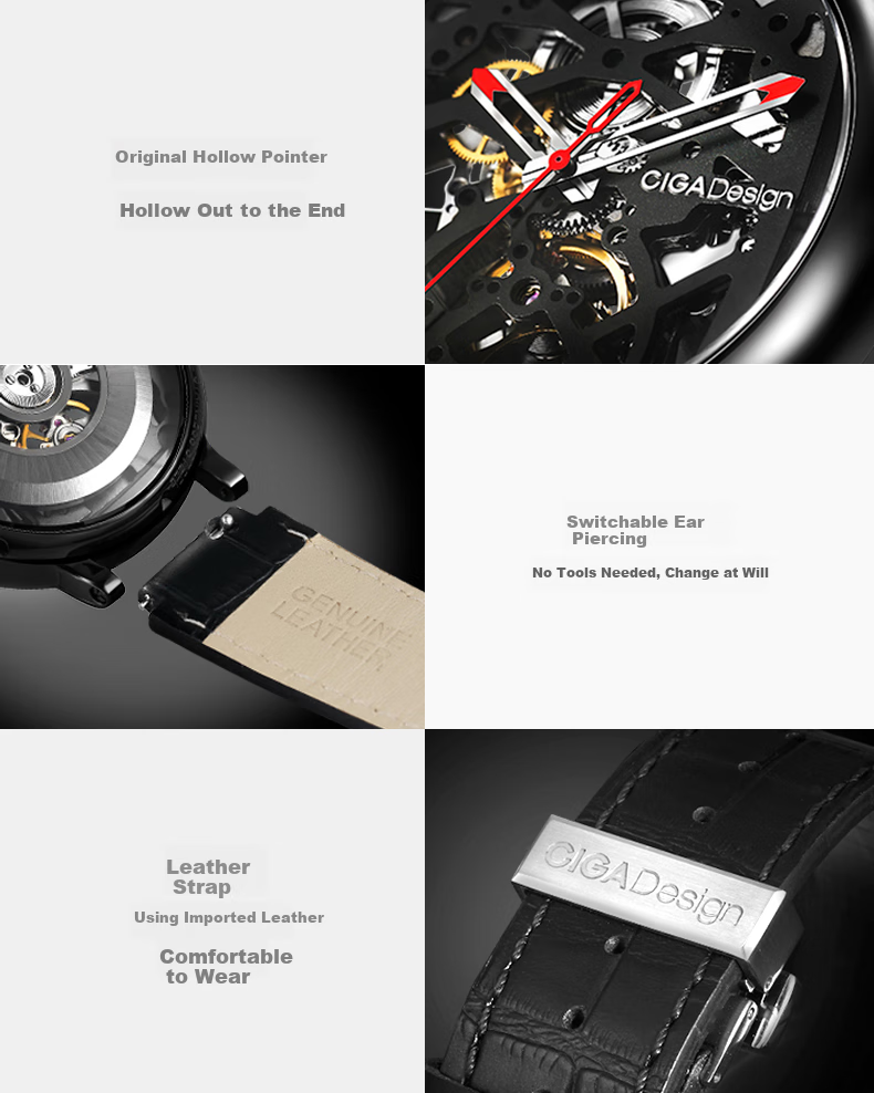 CIGA Design Z Series Square And Round Path Fully Skeletonized Mechanical Watch for Men, Birthday Gift 14
