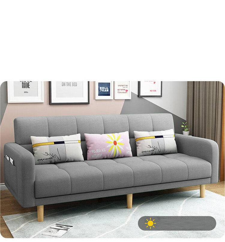 Huakaizhixing Sofa Bed, Dual-Purpose Folding Sofa And Bed, Two-Seater, Tech Fabric Sofa S96, Gray Tech Fabric, 2 Meters 3
