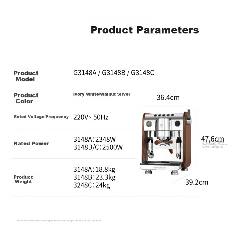GEMILAI Yinsha G3148C Coffee Machine, Home And Commercial Semi-Automatic Coffee Maker, Small Appliance for Americano And Espresso, Dual Boiler, Rotary Pump