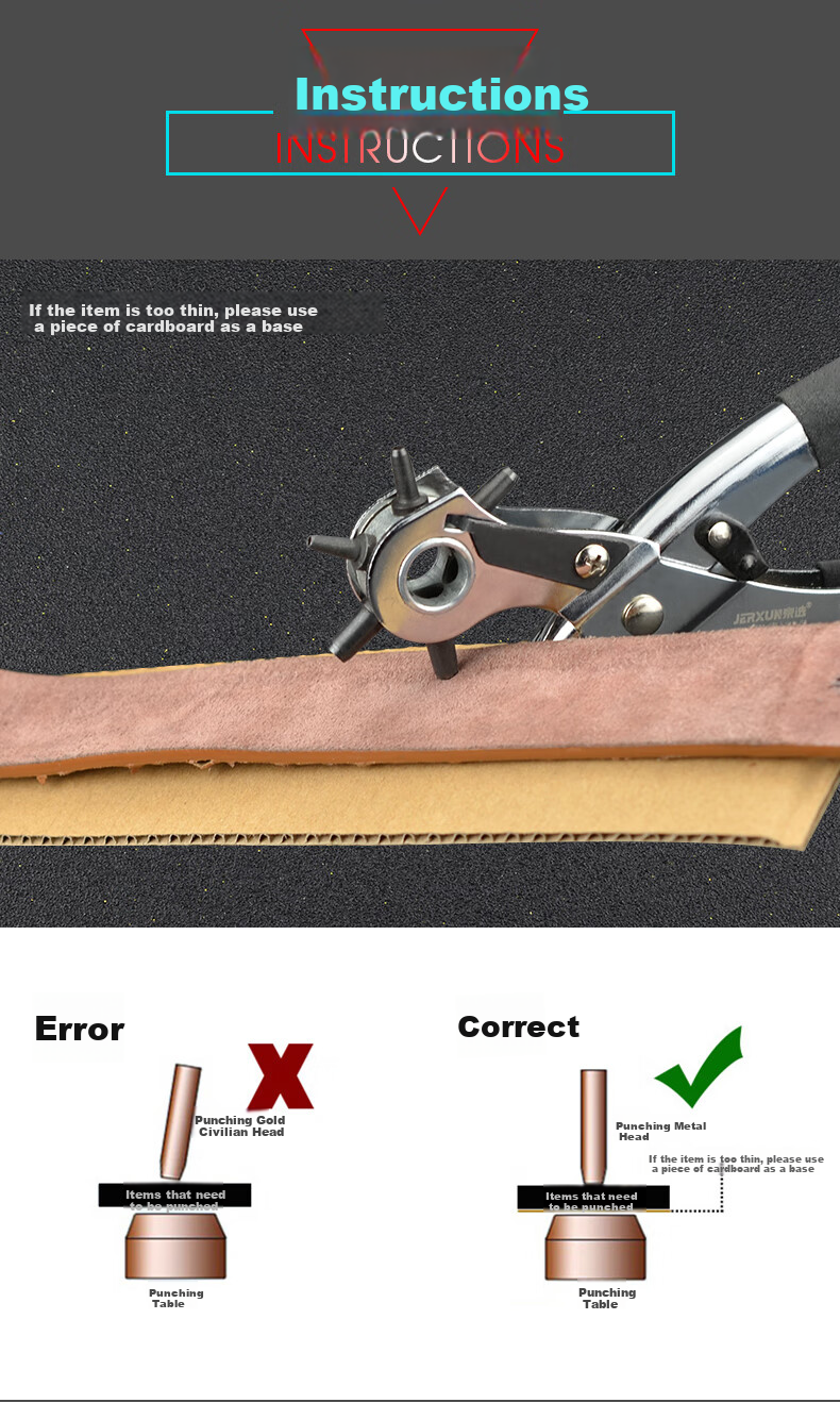 JERXUN Belt And Waistband Hole Puncher, Home Small Hole Puncher, Watch Strap Hole Puncher, Multi-Functional Hole Punching Pliers 13
