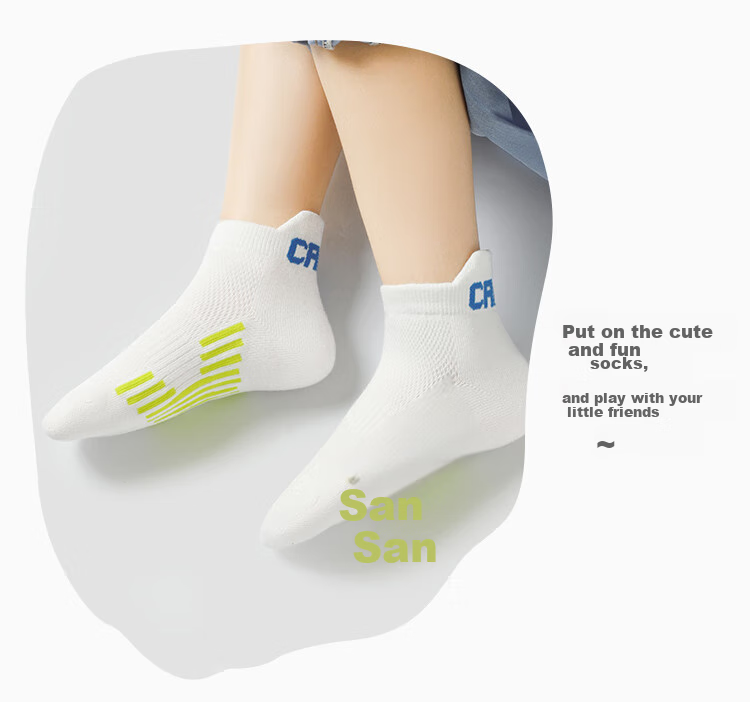 MiiOW Boys' Socks, Summer Thin Style, Children's Cotton Mesh Socks, Youth Boys' Sports Breathable Mid to Big Kids Short Socks 14